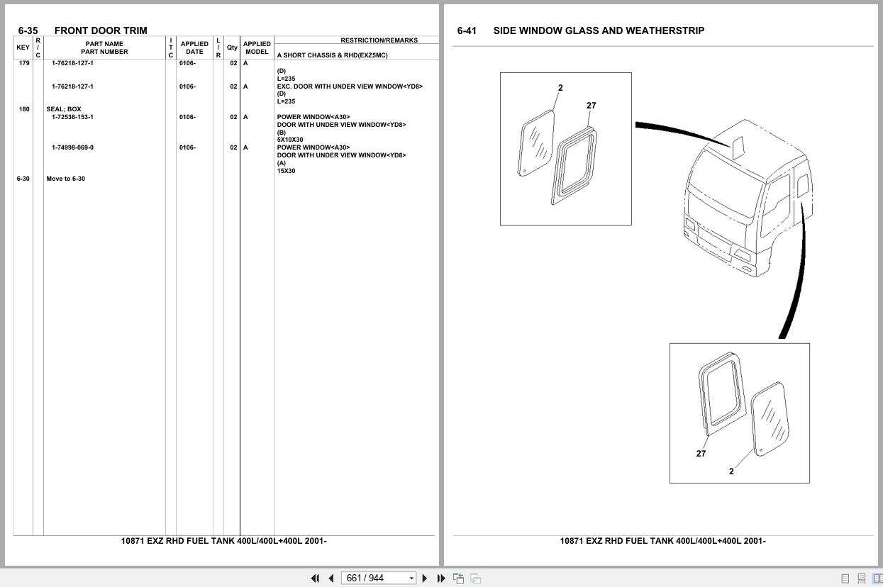 Isuzu Truck EXZ RHD FUEL TANK 400L 400L+400L 2001 Parts Catalog 10871 (2)