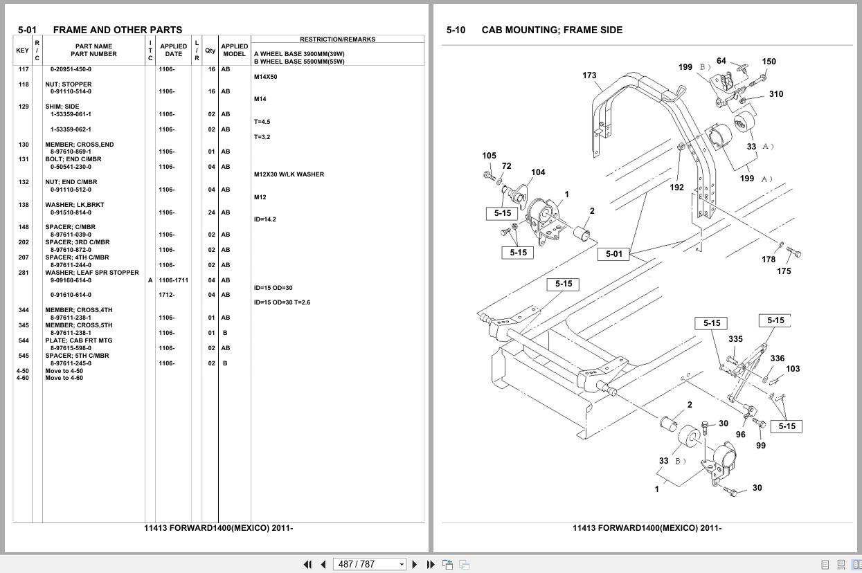 Isuzu Truck FORWARD1400 MEXICO 2011 Parts Catalog 11413 (2)