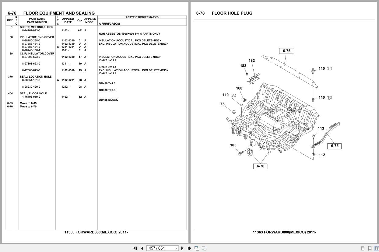 Isuzu Truck FORWARD800 MEXICO 2011 Parts Catalog 11363 (2)