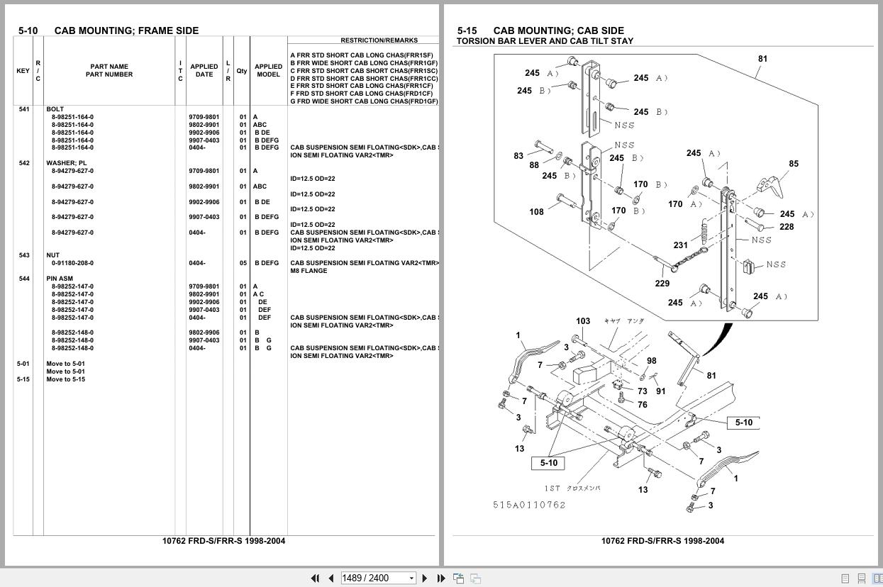 Isuzu Truck FRD S FRR S 1998 2004 Parts Catalog 10762 (2)