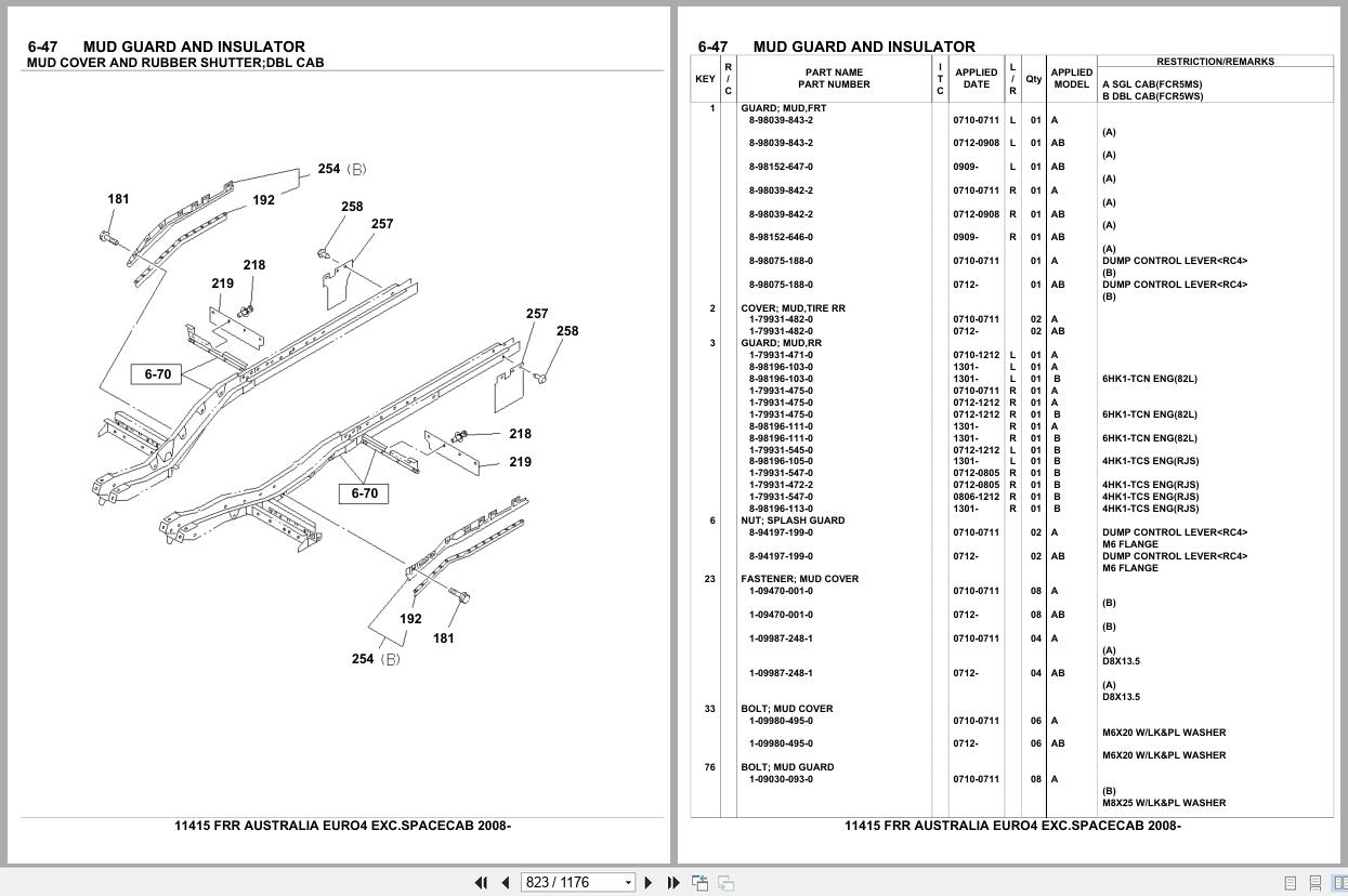 Isuzu Truck FRR AUSTRALIA EURO4 EXC.SPACECAB 2008 Parts Catalog 11415 (2)