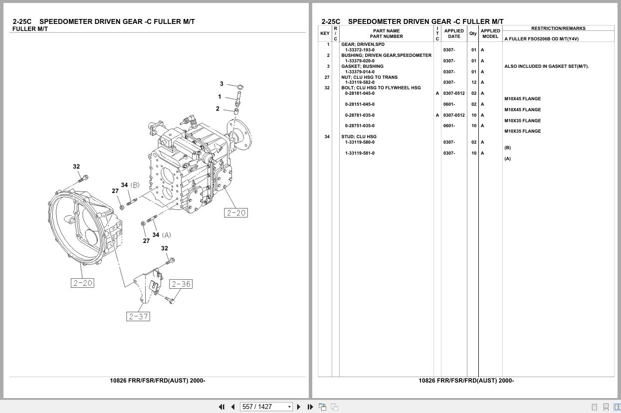 Isuzu Truck FRR FSR FRD AUSTRALIA 2000 Parts Catalog 10826 (2)
