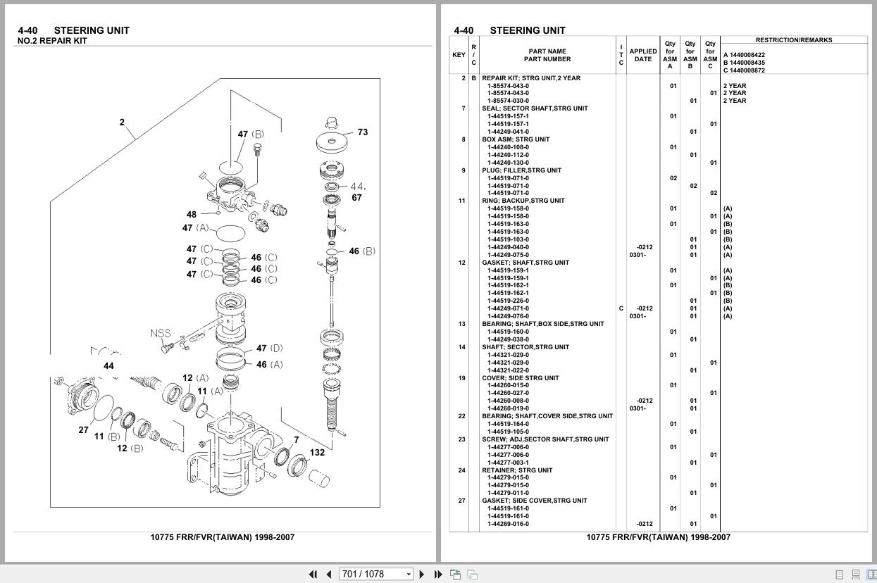 Isuzu Truck FRR FVR TAIWAN 1998 2007 Parts Catalog 10775 (2)