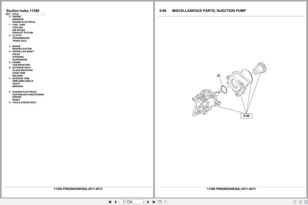 Isuzu Truck FRR INDONESIA 2011 2013 Parts Catalog 11390 (1)