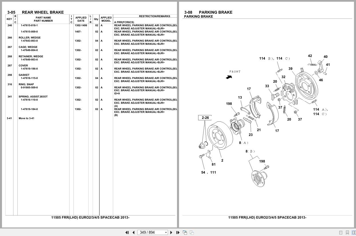 Isuzu Truck FRR LHD EURO2 EURO3 EURO4 EURO5 SPACECAB 2013 Parts Catalog 11505 (2)