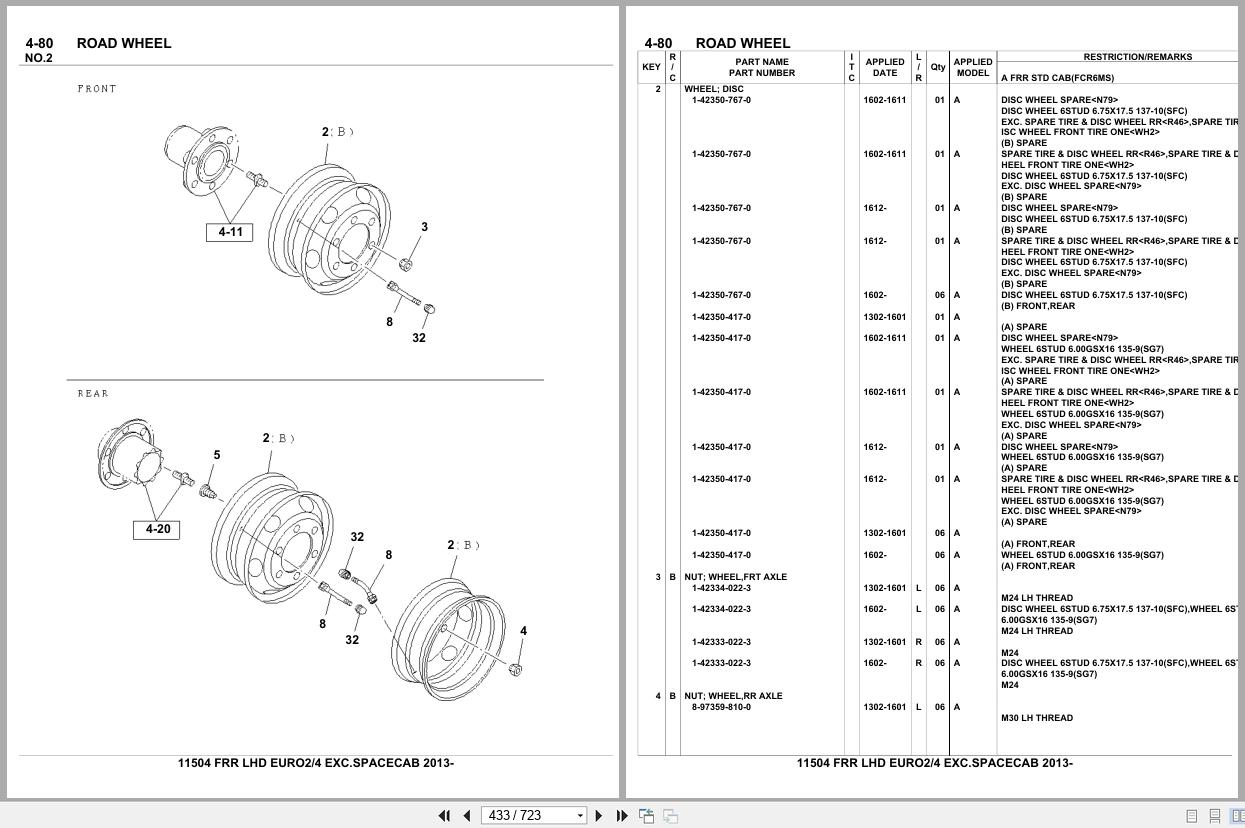 Isuzu Truck FRR LHD EURO2 EURO4 EXC.SPACECAB 2013 Parts Catalog 11504 (2)