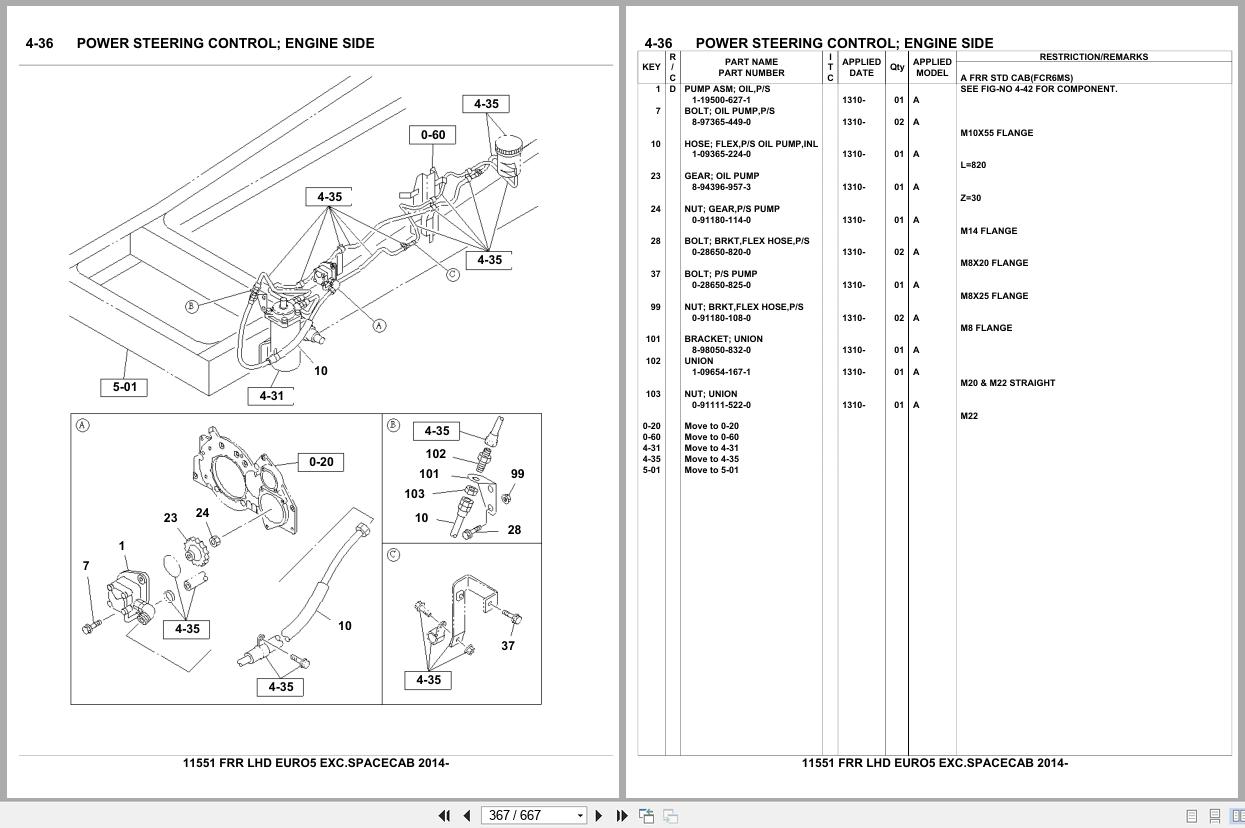 Isuzu Truck FRR LHD EURO5 EXC.SPACECAB 2014 Parts Catalog 11551 (2)