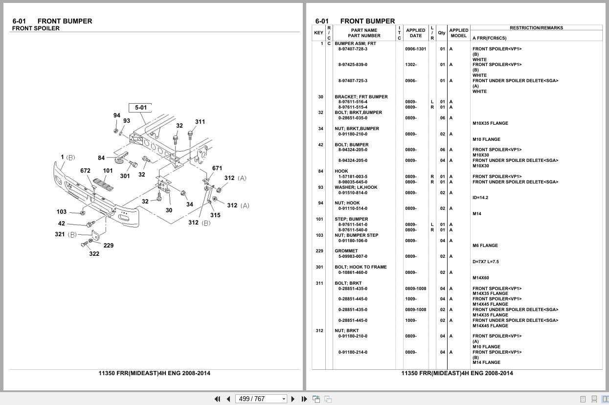 Isuzu Truck FRR MIDEAST 4H ENG 2008 2014 Parts Catalog 11350 (2)