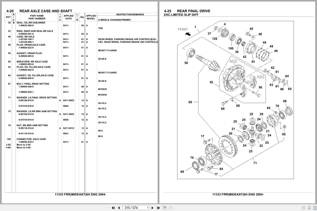 Isuzu Truck FRR MIDEAST 6H ENG 2004 Parts Catalog 11333 (2)