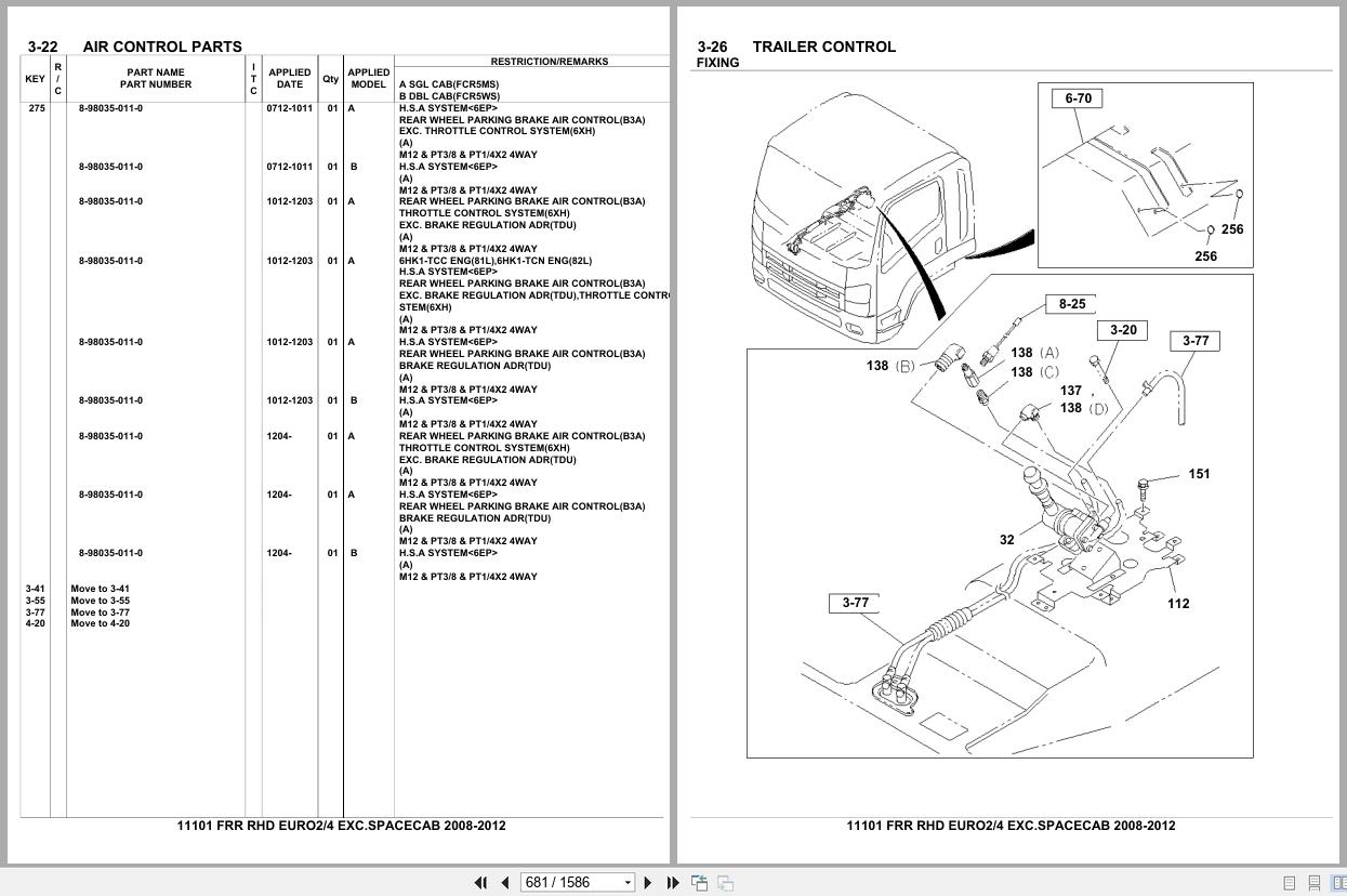 Isuzu Truck FRR RHD EURO2 EURO4 EXC.SPACECAB 2008 2012 Parts Catalog 11101 (2)