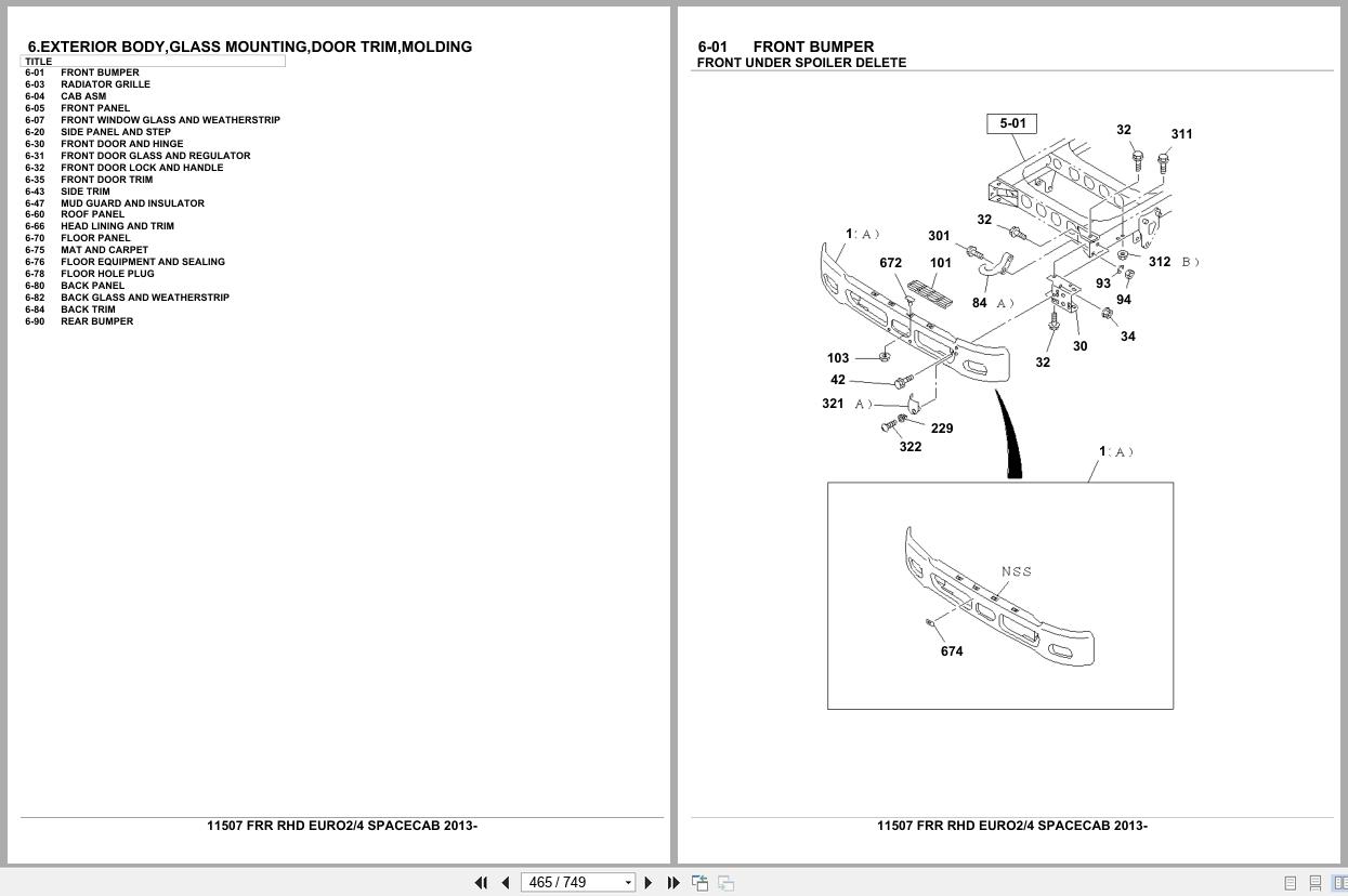 Isuzu Truck FRR RHD EURO2 EURO4 SPACECAB 2013 Parts Catalog 11507 (2)