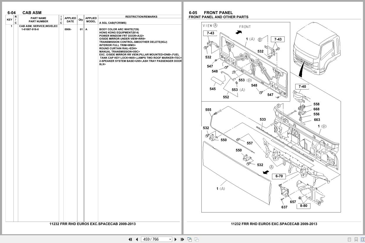 Isuzu Truck FRR RHD EURO5 EXC.SPACECAB 2009 2013 Parts Catalog 11232 (2)