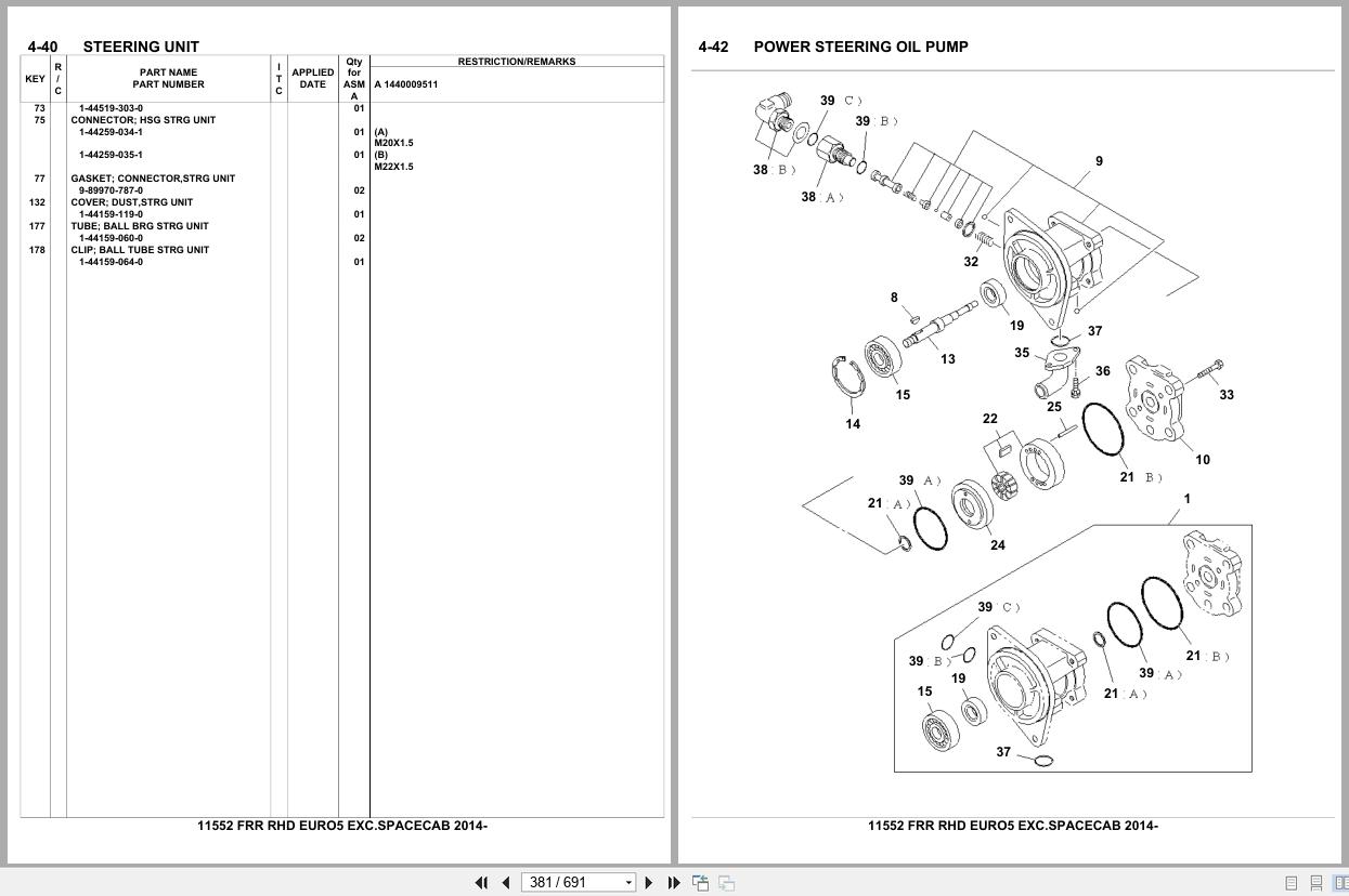 Isuzu Truck FRR RHD EURO5 EXC.SPACECAB 2014 Parts Catalog 11552 (2)