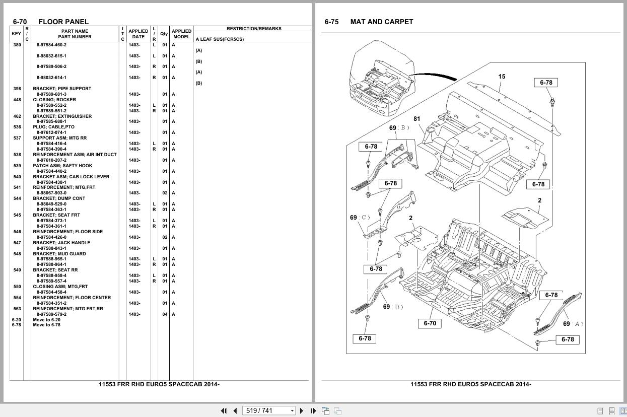 Isuzu Truck FRR RHD EURO5 SPACECAB 2014 Parts Catalog 11553 (2)