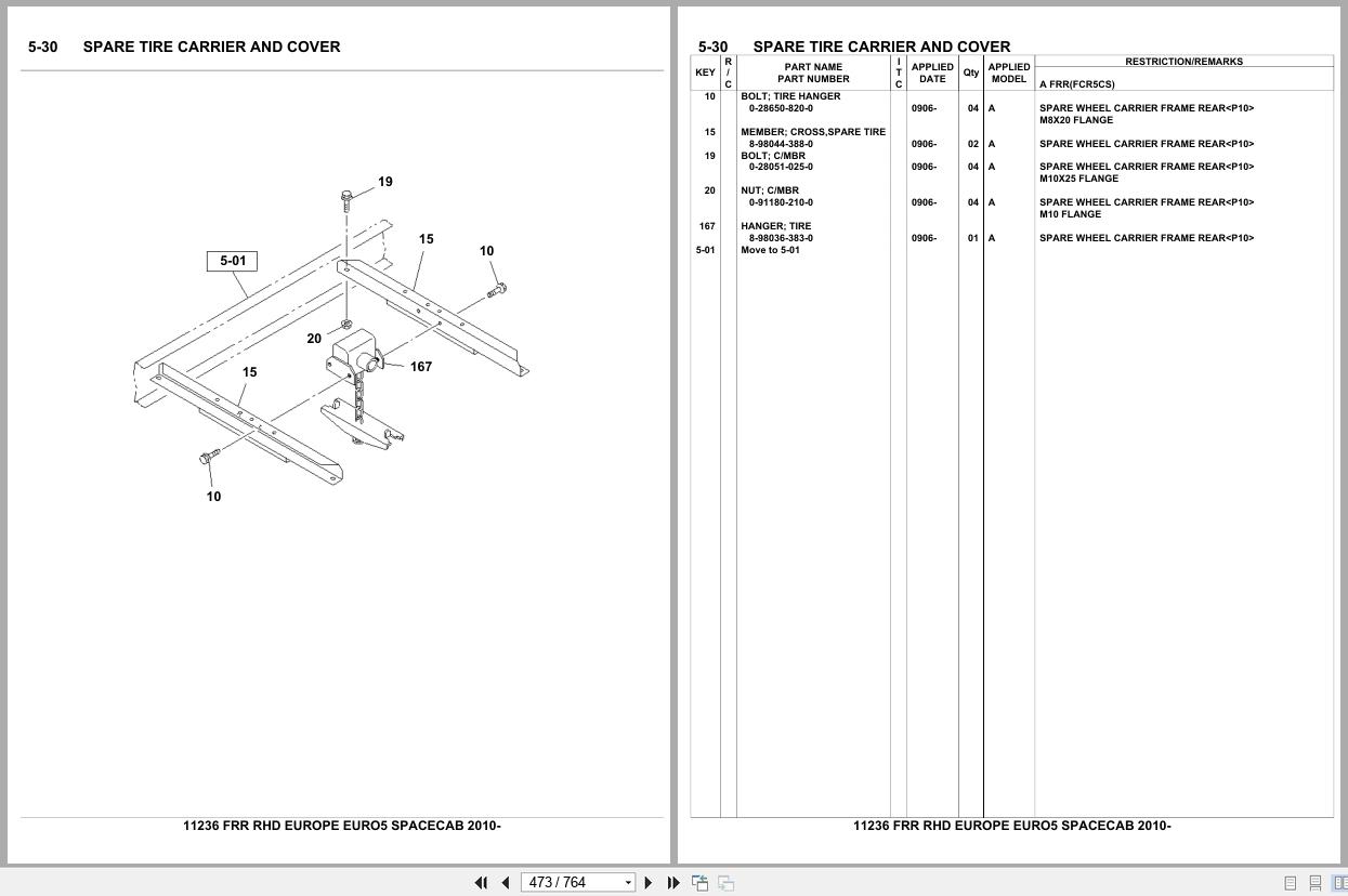 Isuzu Truck FRR RHD EUROPE EURO5 SPACECAB 2010 Parts Catalog 11236 (2)