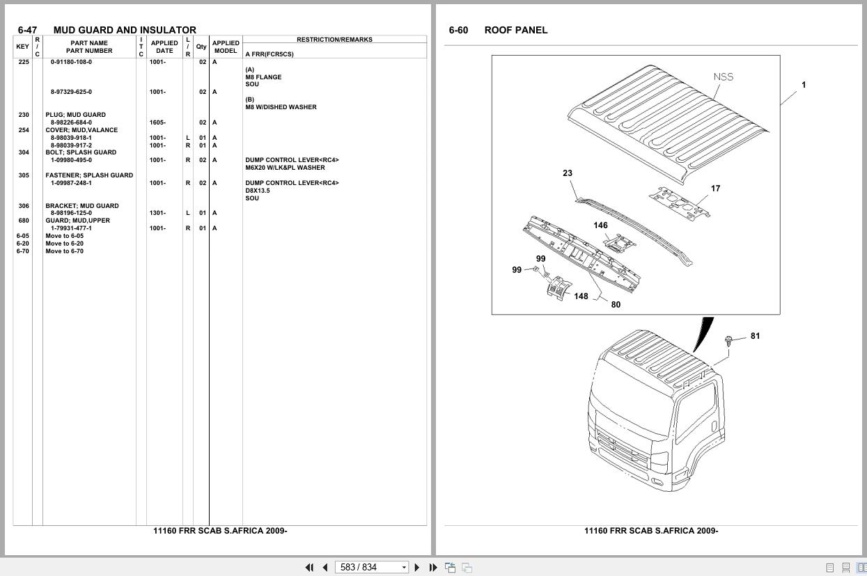 Isuzu Truck FRR SCAB SOUTH AFRICA 2009 Parts Catalog 11160 (2)