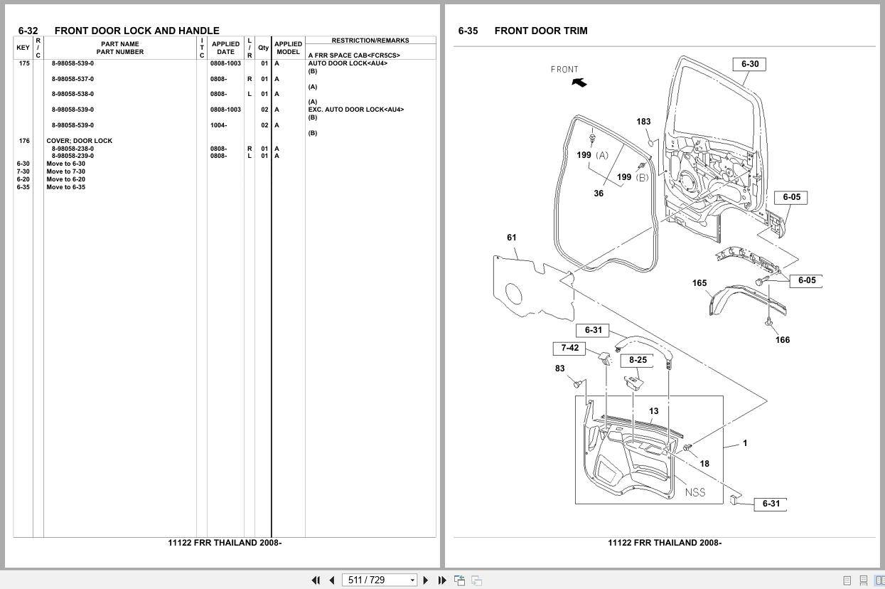 Isuzu Truck FRR THAILAND 2008 Parts Catalog 11122 (2)
