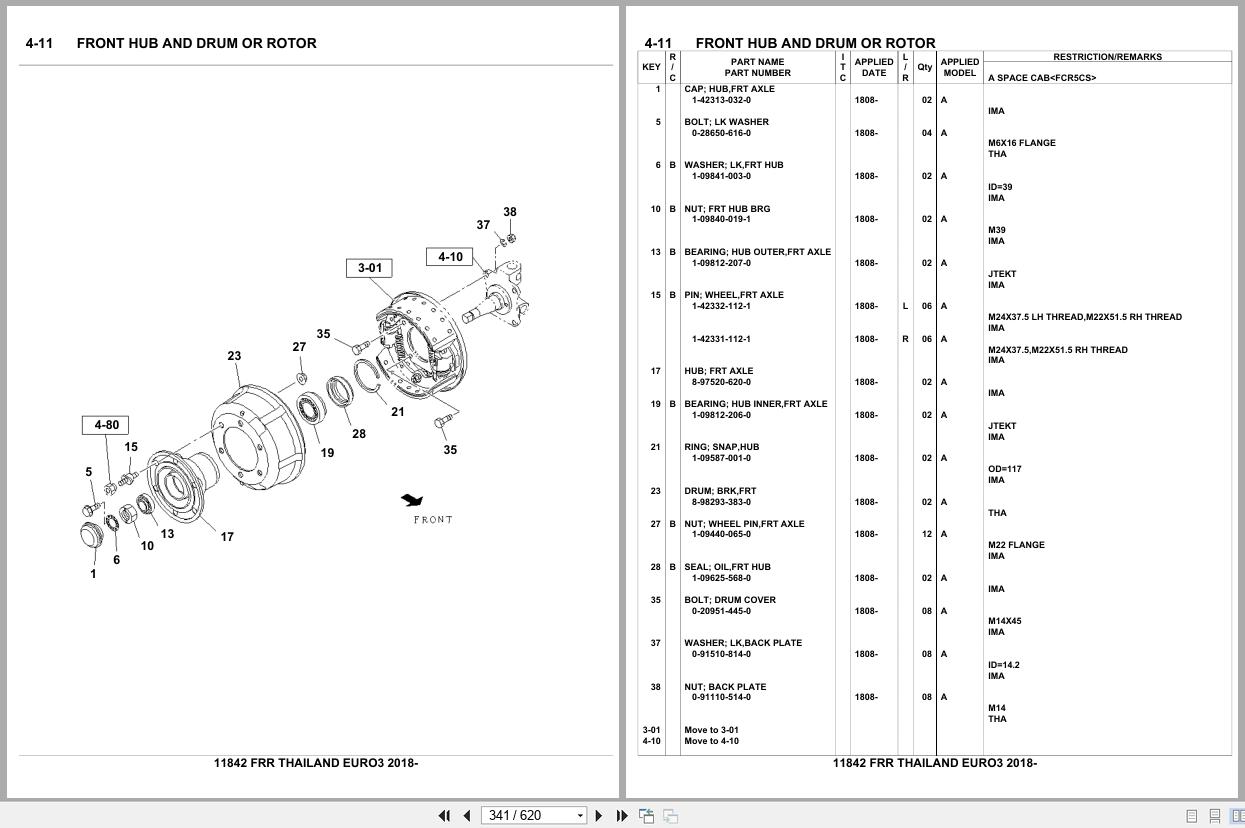 Isuzu Truck FRR THAILAND EURO3 2018 Parts Catalog 11842 (2)