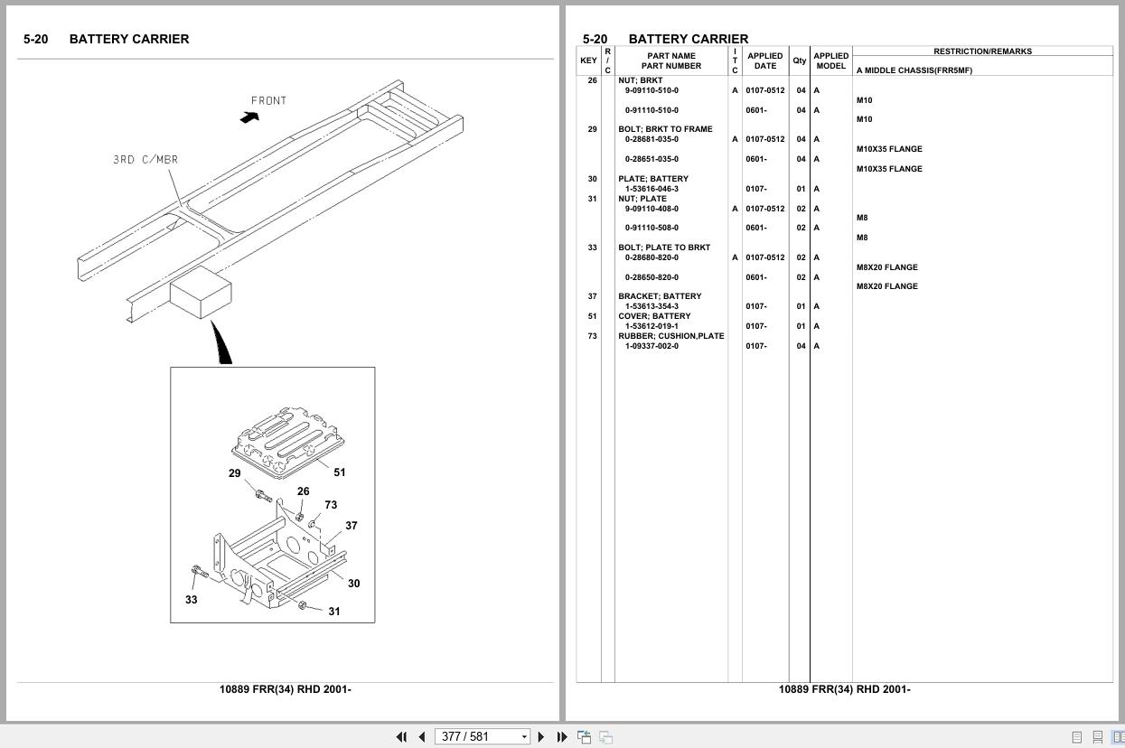 Isuzu Truck FRR(34) RHD 2001 Parts Catalog 10889 (2)