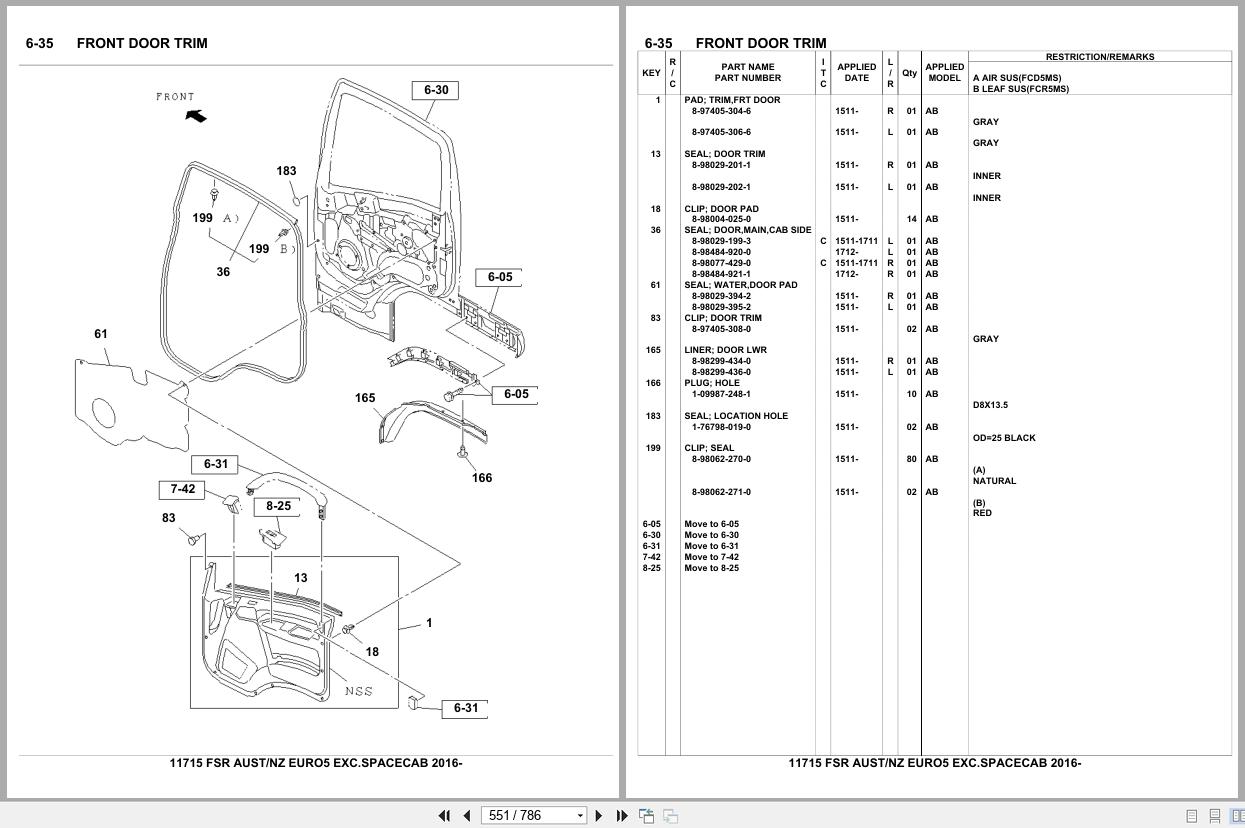 Isuzu Truck FSR AUSTRALIA NEW ZEALAND EURO5 EXC.SPACECAB 2016 Parts Catalog 11715 (2)
