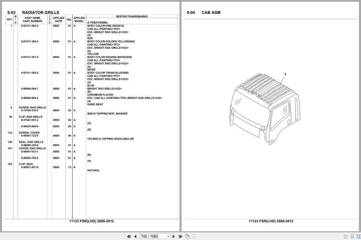 Isuzu Truck FSR LHD 2008 2012 Parts Catalog 11123 (2)