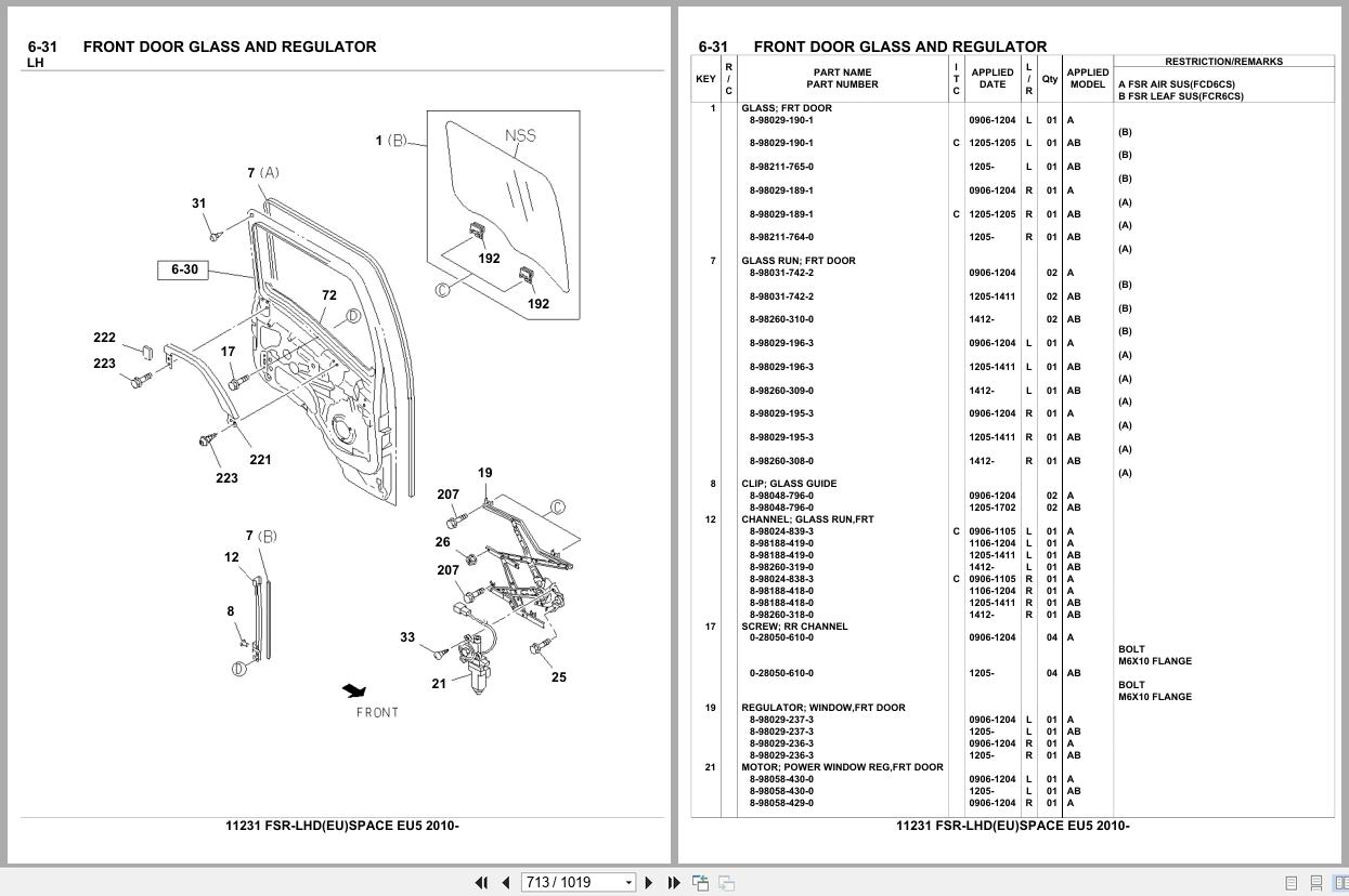 Isuzu Truck FSR LHD EU SPACE EU5 2010 Parts Catalog 11231 (2)