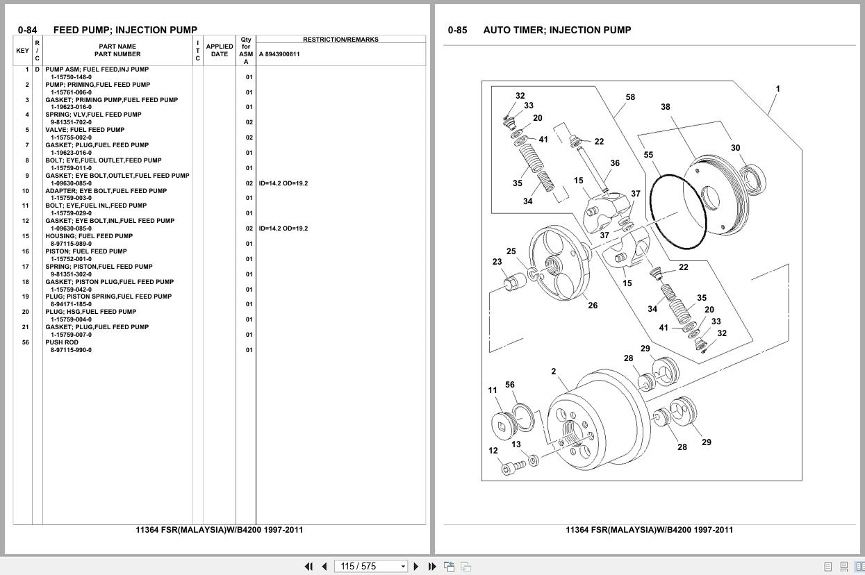 Isuzu Truck FSR MALAYSIA W B4200 1997 2011 Parts Catalog 11364 (2)