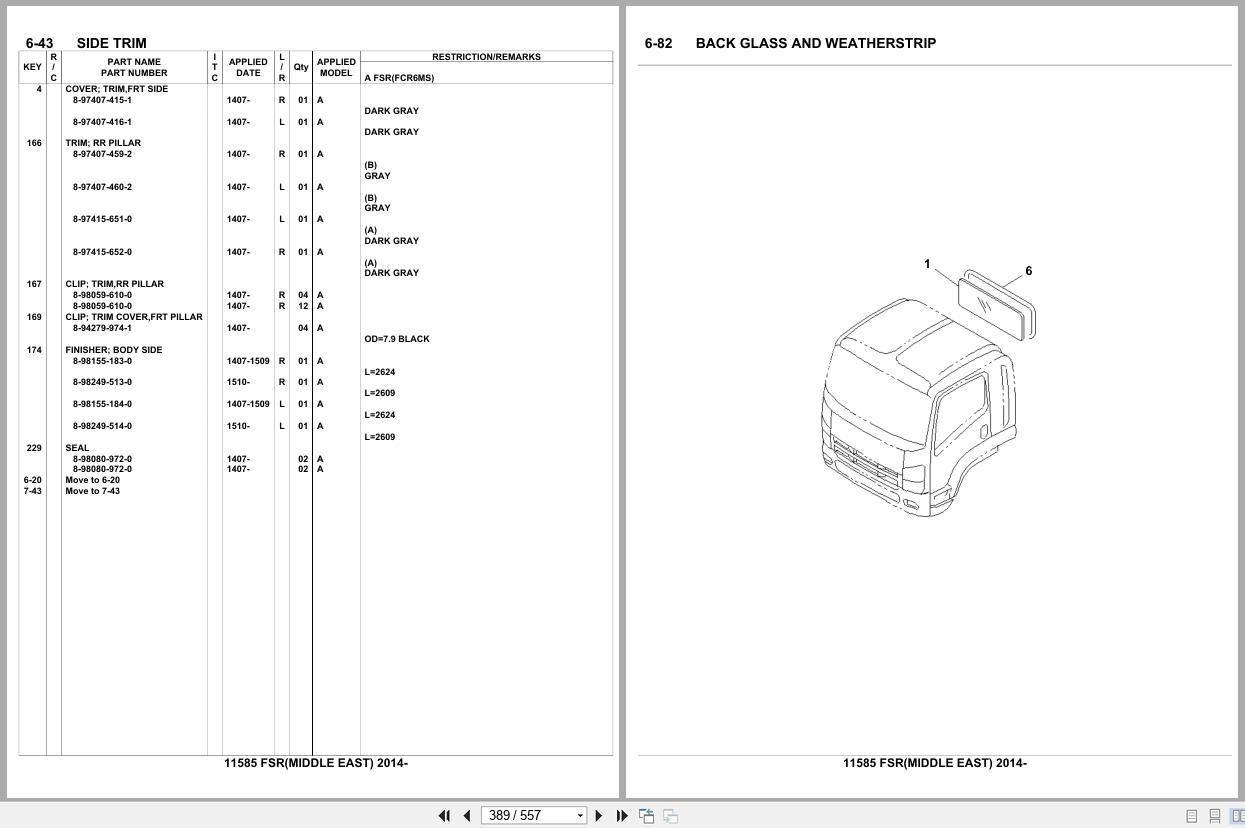 Isuzu Truck FSR MIDDLE EAST 2014 Parts Catalog 11585 (2)