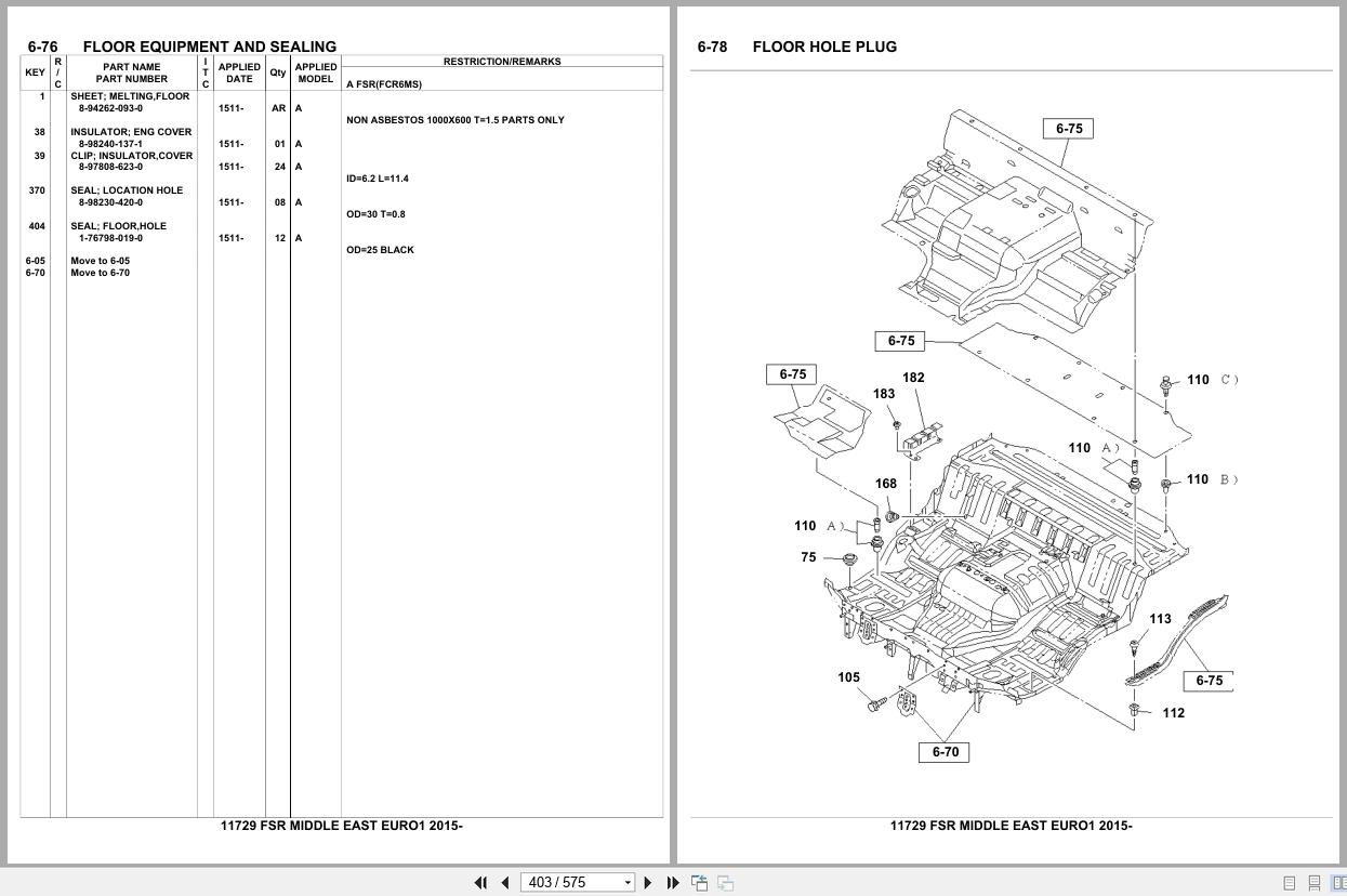 Isuzu Truck FSR MIDDLE EAST EURO1 2015 Parts Catalog 11729 (2)