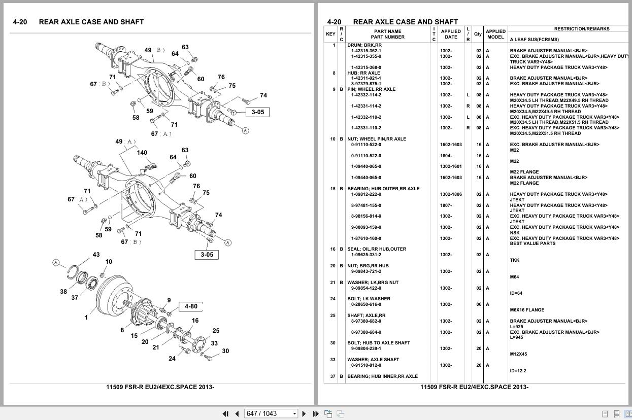 Isuzu Truck FSR R EU2 4EXC.SPACE 2013 Parts Catalog 11509 (2)