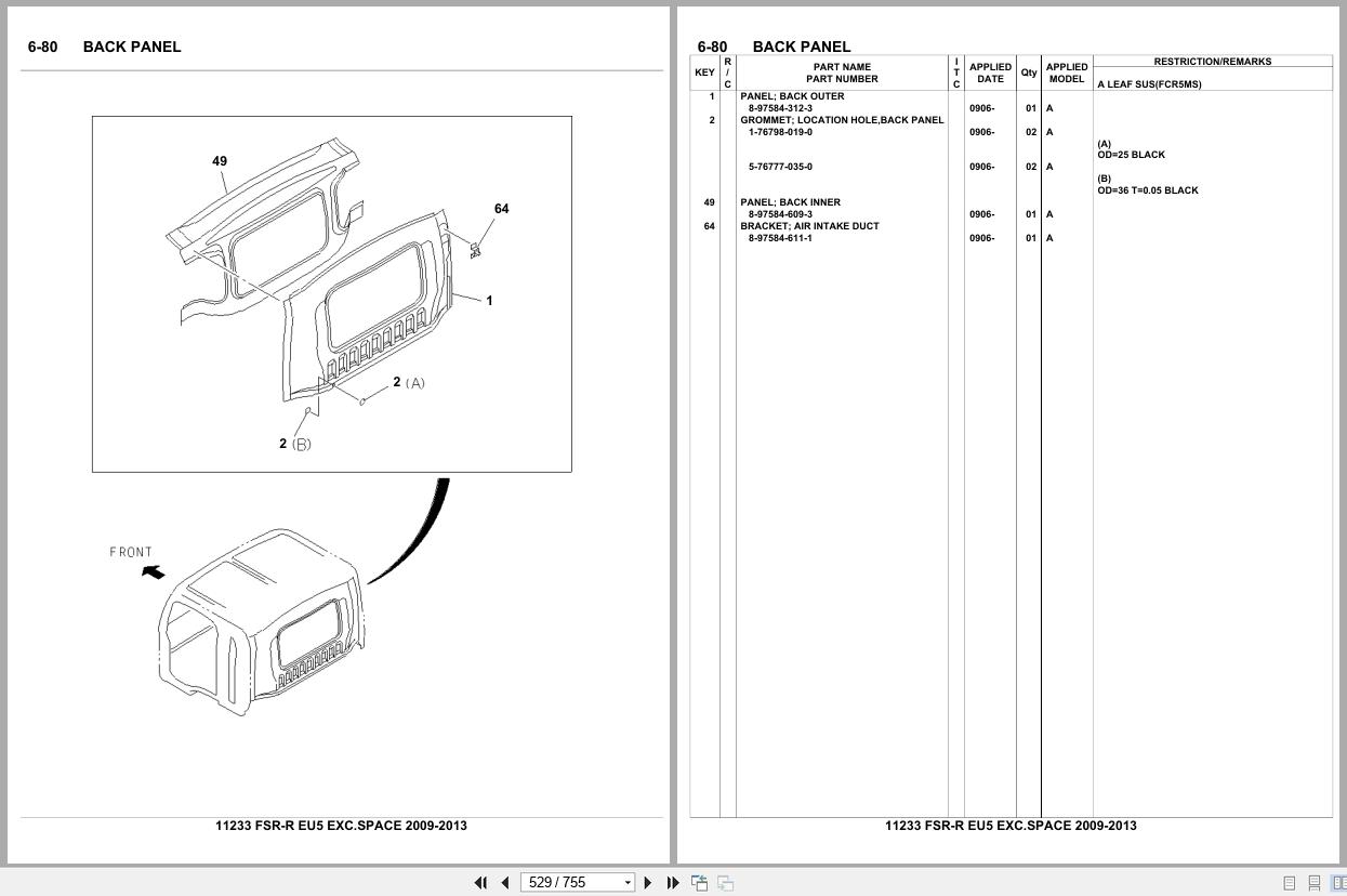Isuzu Truck FSR R EU5 EXC.SPACE 2009 2013 Parts Catalog 11233 (2)