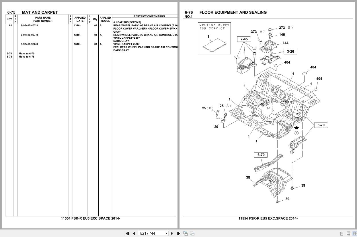 Isuzu Truck FSR R EU5 EXC.SPACE 2014 Parts Catalog 11554 (2)