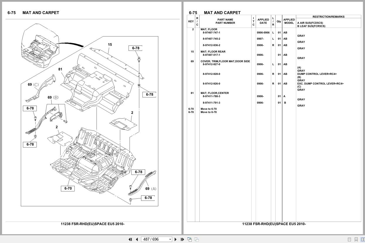 Isuzu Truck FSR RHD EU SPACE EU5 2010 Parts Catalog 11238 (2)
