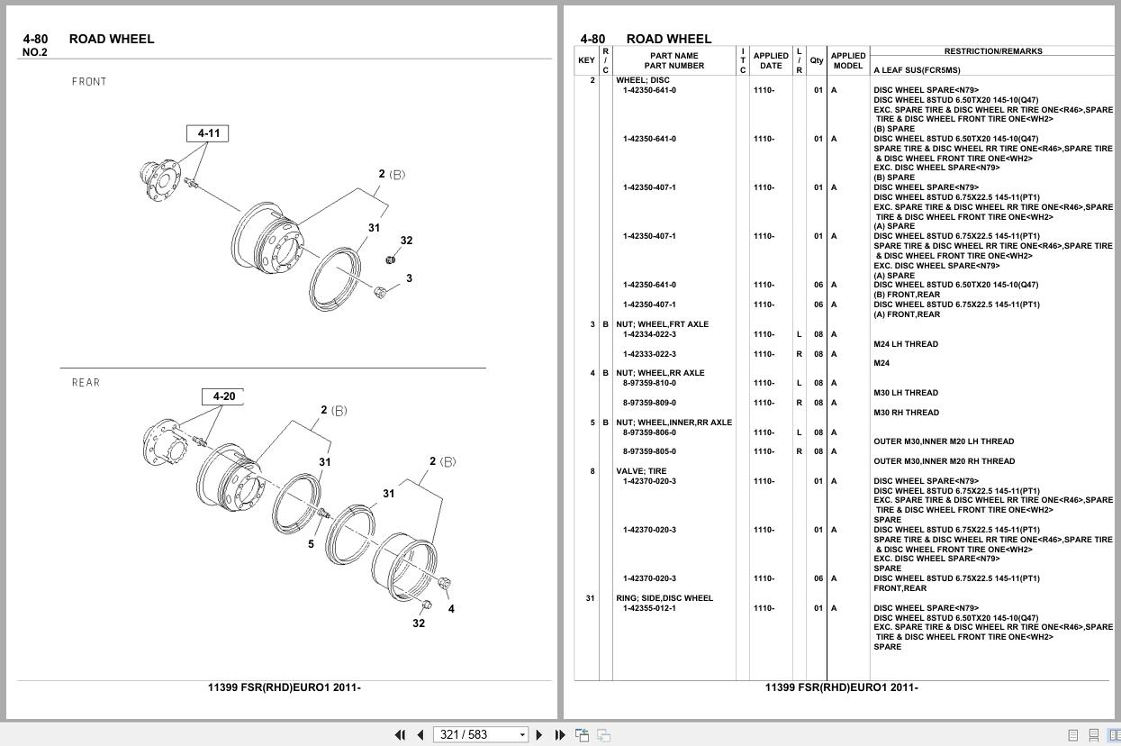 Isuzu Truck FSR RHD EURO1 2011 Parts Catalog 11399 (2)