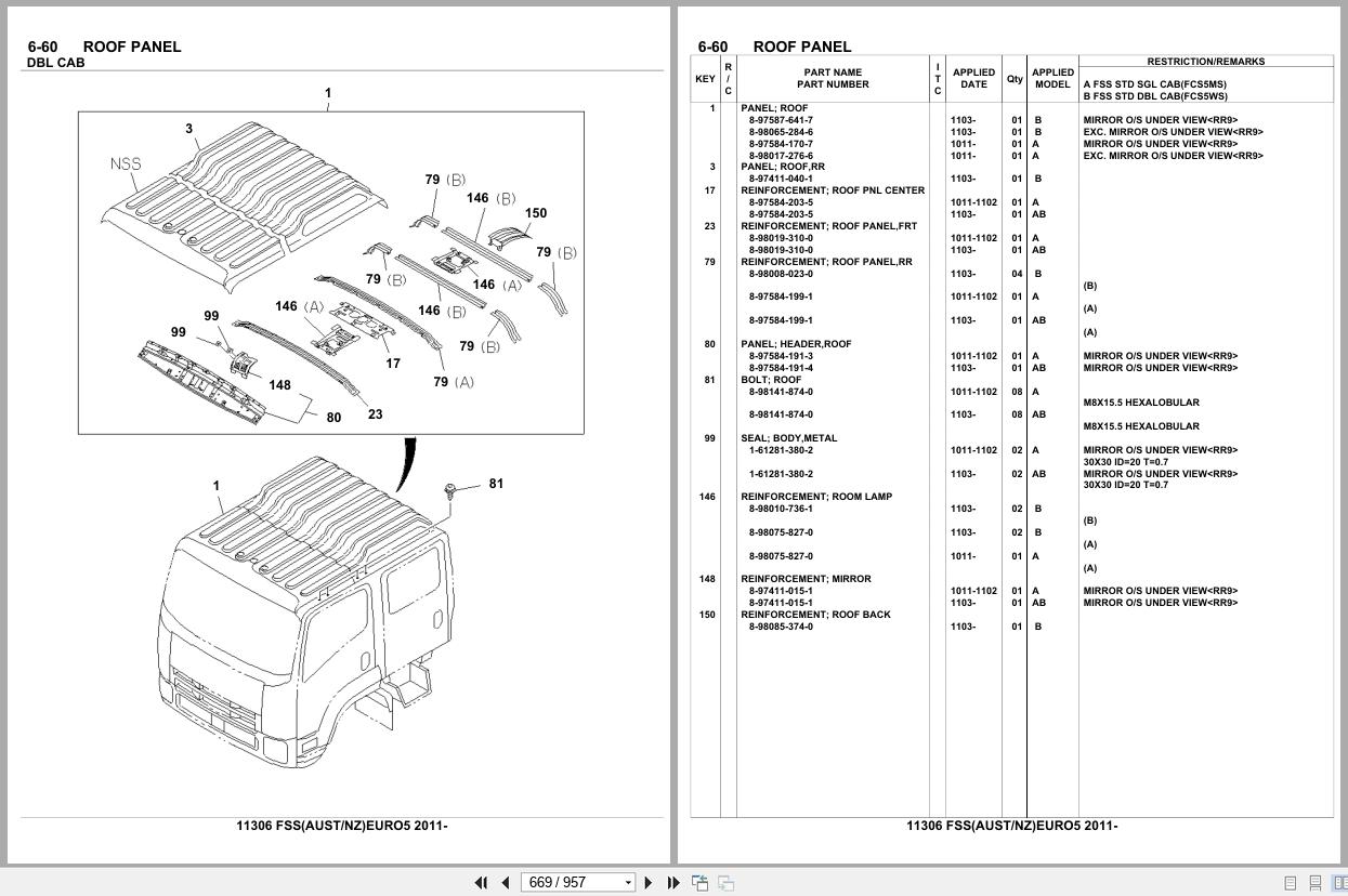 Isuzu Truck FSS AUSTRALIA NEW ZEALAND EURO5 2011 Parts Catalog 11306 (2)