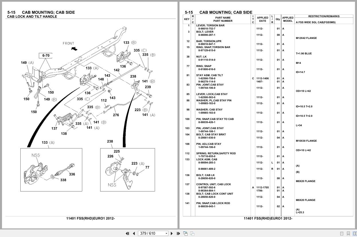 Isuzu Truck FSS RHD EURO1 2012 Parts Catalog 11401 (2)