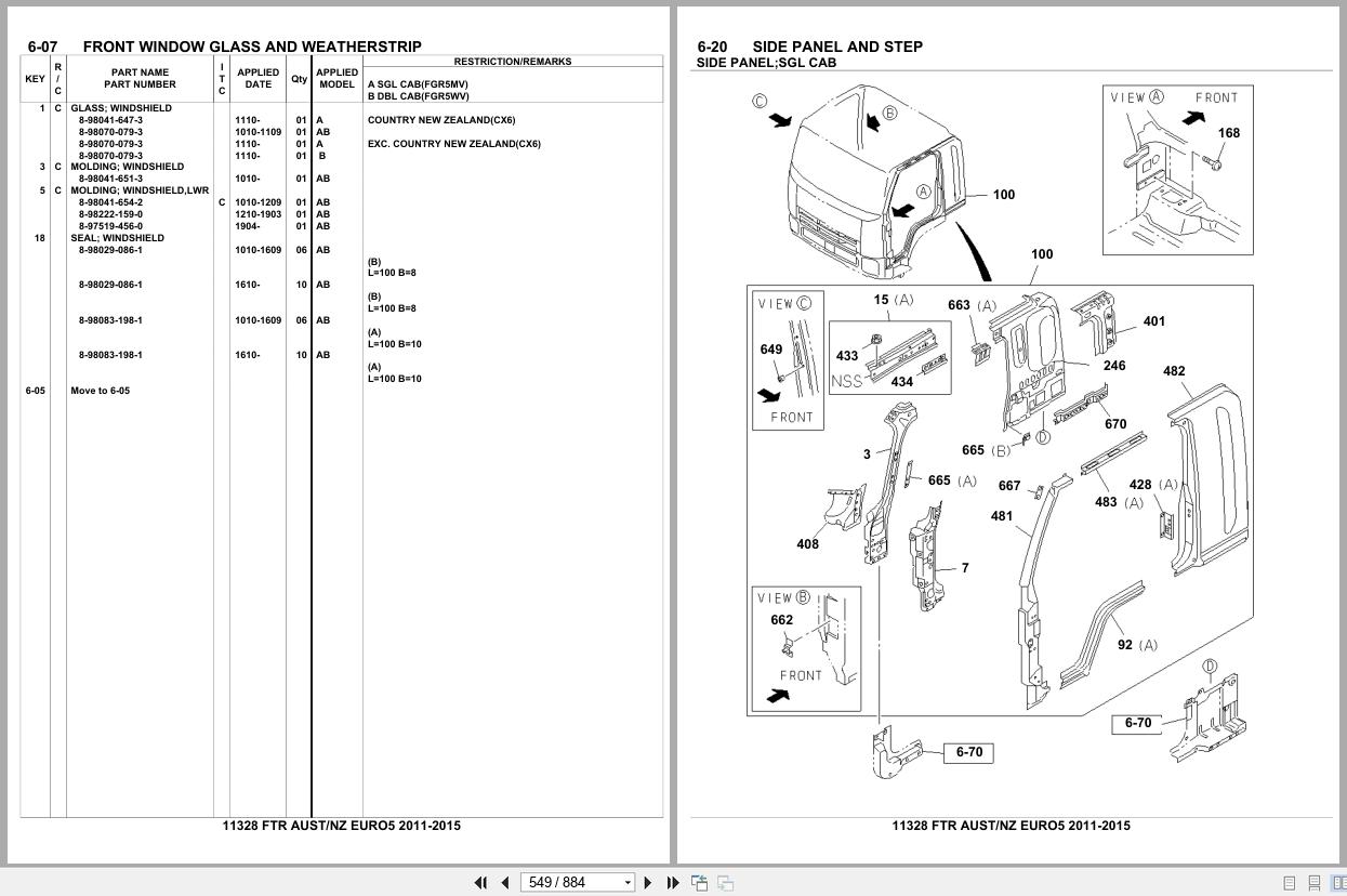 Isuzu Truck FTR AUSTRALIA NEW ZEALAND EURO5 2011 2015 Parts Catalog 11328 (2)