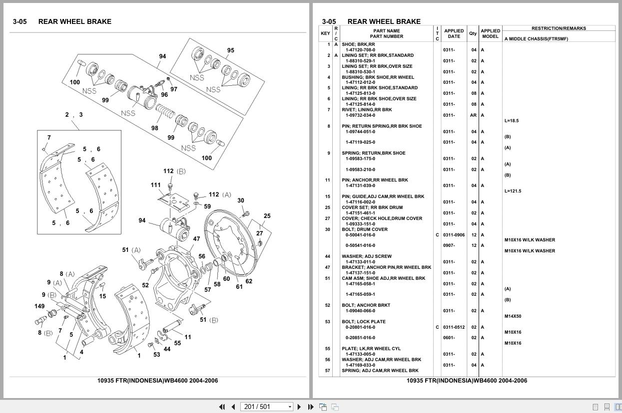 Isuzu Truck FTR INDONESIA WB4600 2004 2006 Parts Catalog 10935 (2)
