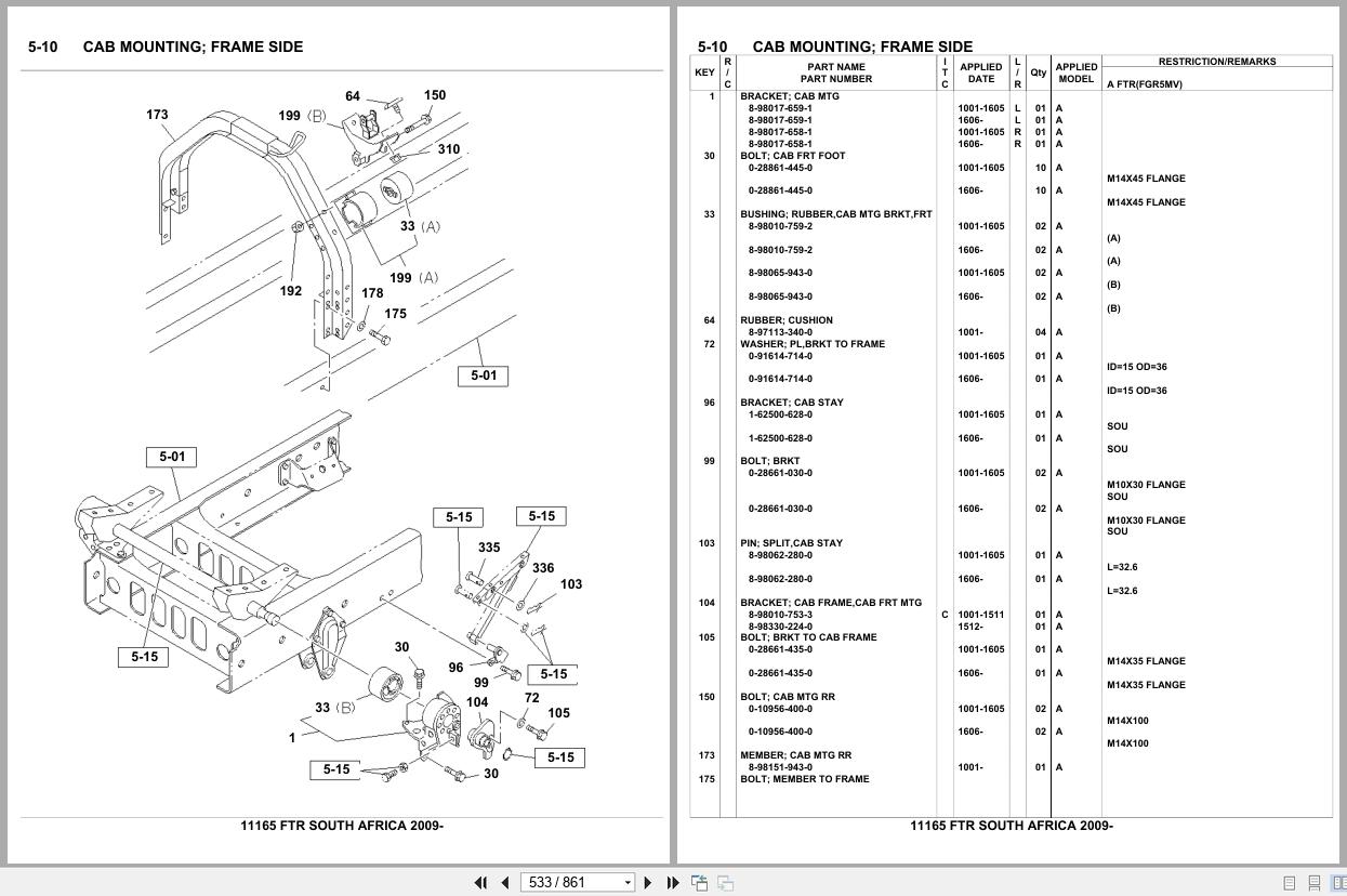 Isuzu Truck FTR SOUTH AFRICA 2009 Parts Catalog 11165 (2)