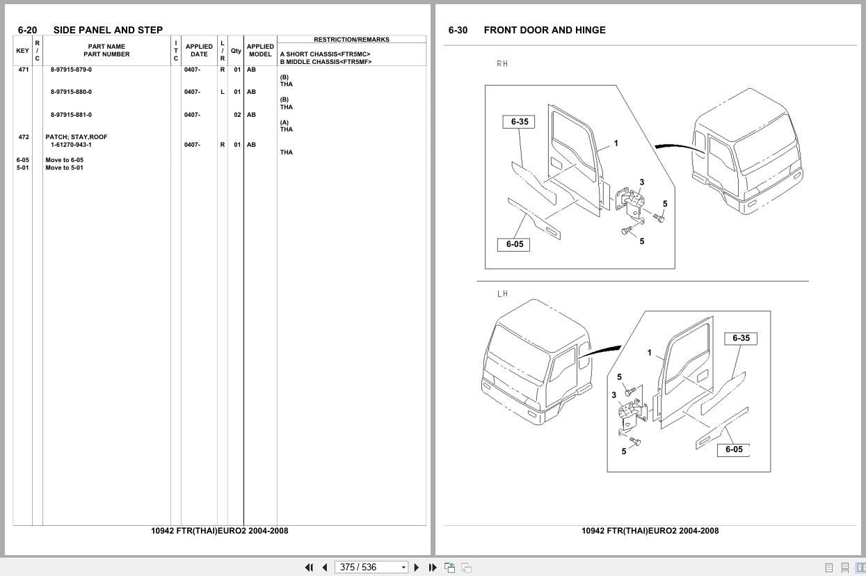 Isuzu Truck FTR THAILAND EURO2 2004 2008 Parts Catalog 10942 (2)
