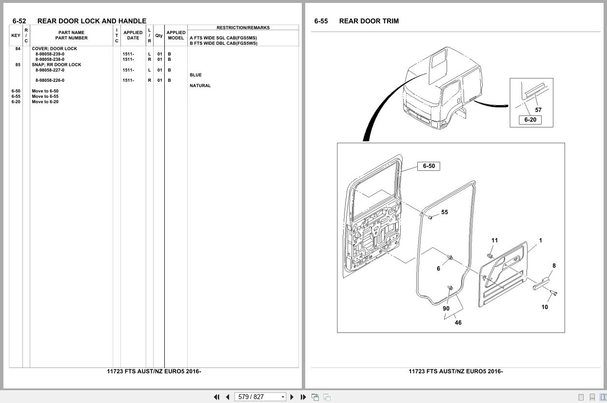 Isuzu Truck FTS AUSTRALIA NEW ZEALAND EURO5 2016 Parts Catalog 11723 (2)