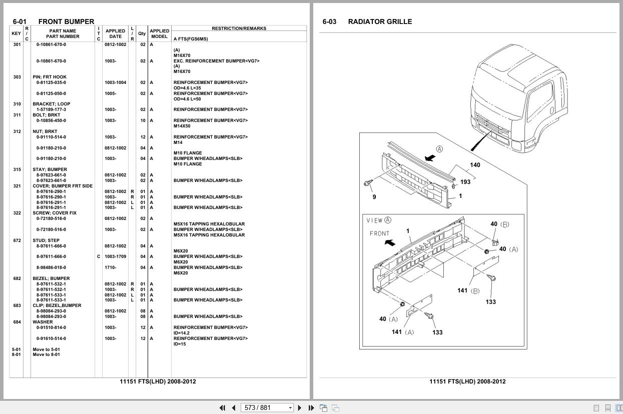 Isuzu Truck FTS LHD 2008 2012 Parts Catalog 11151 (2)