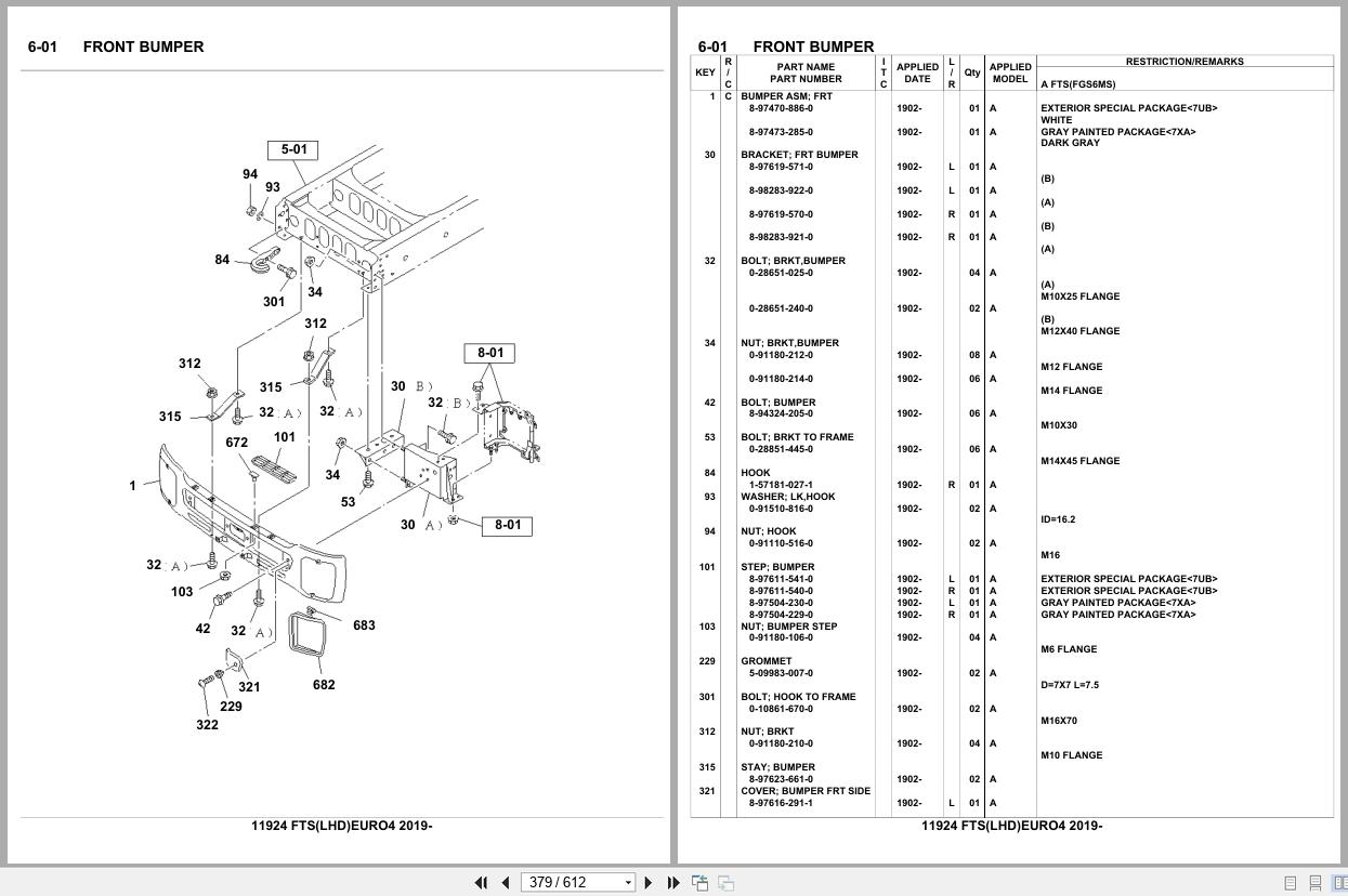 Isuzu Truck FTS LHD EURO4 2019 Parts Catalog 11924 (2)