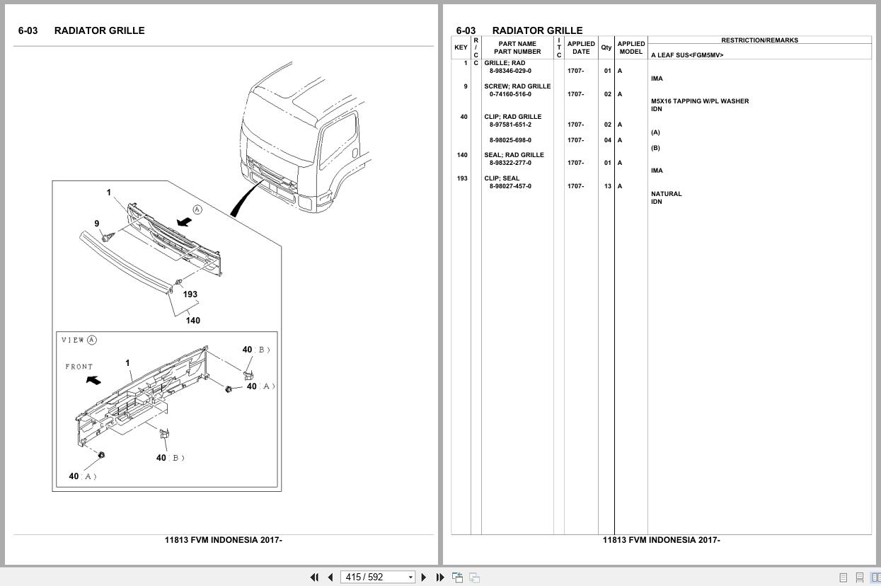 Isuzu Truck FVM INDONESIA 2017 Parts Catalog 11813 (2)