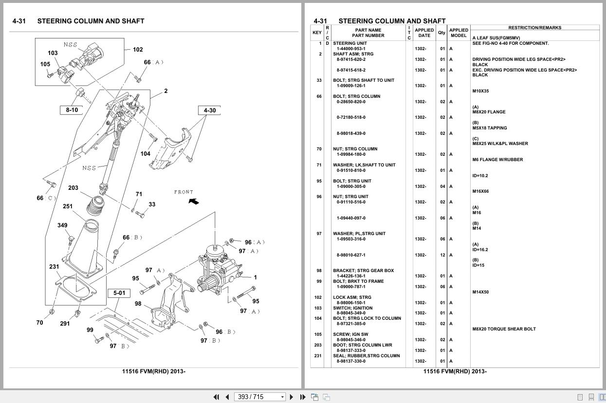 Isuzu Truck FVM RHD 2013 Parts Catalog 11516 (2)