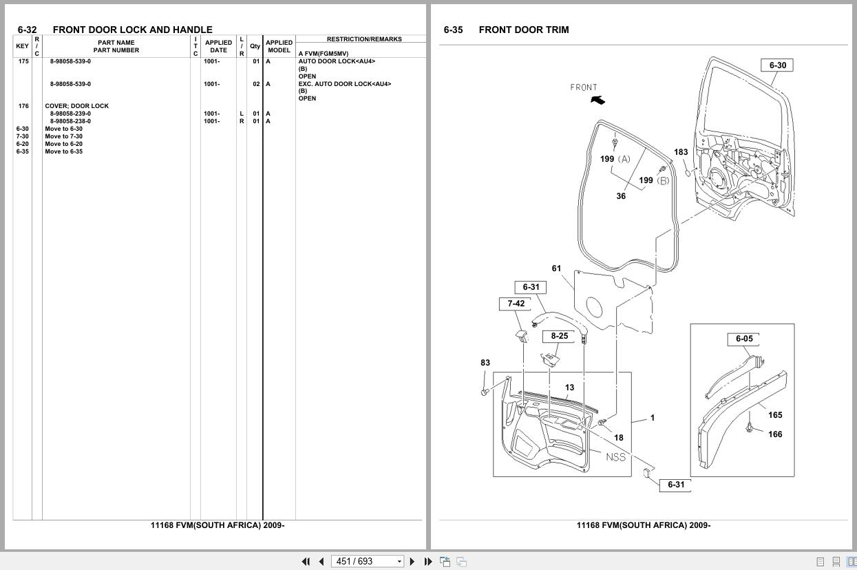 Isuzu Truck FVM SOUTH AFRICA 2009 Parts Catalog 11168 (2)