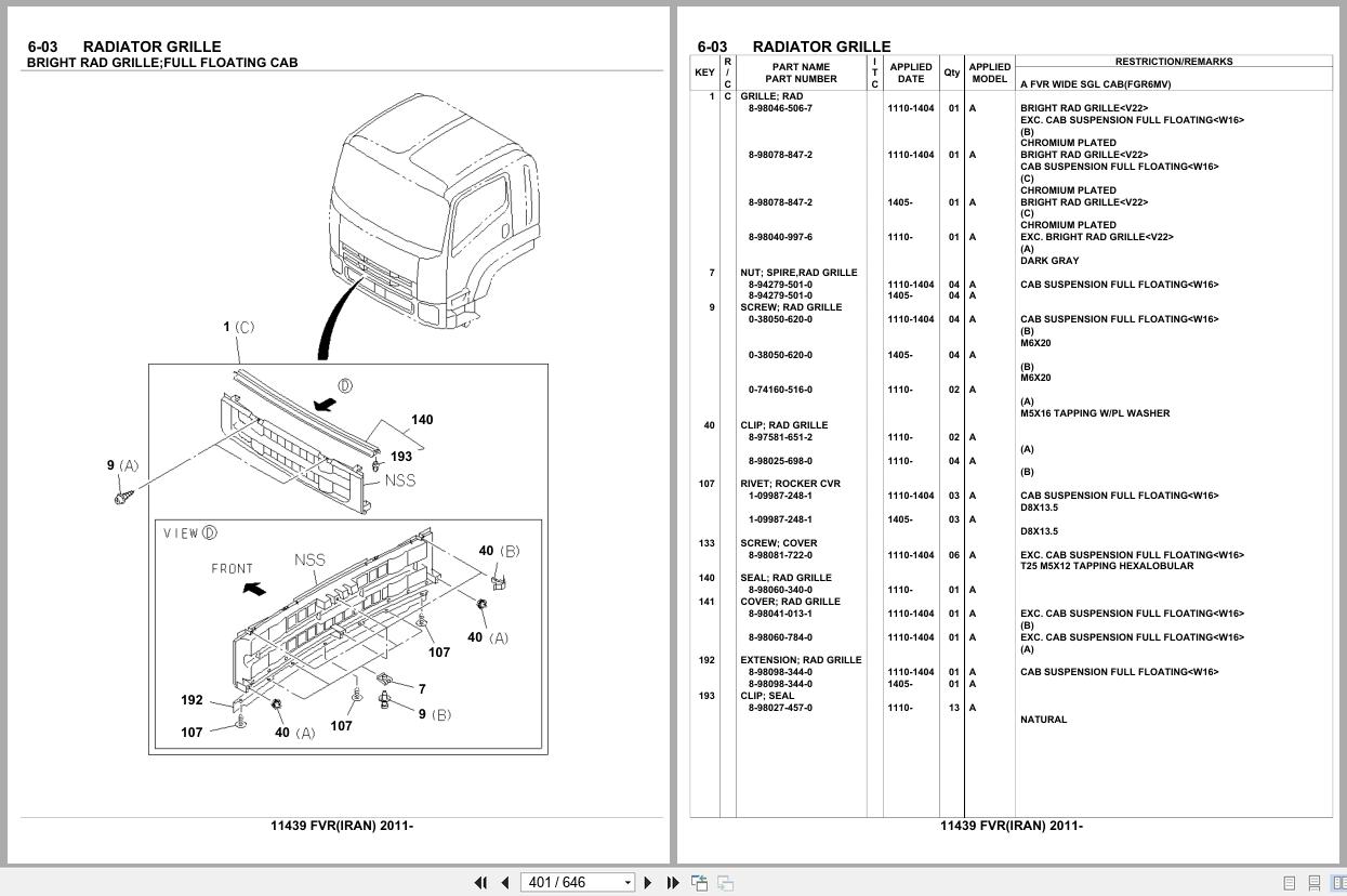 Isuzu Truck FVR IRAN 2011 Parts Catalog 11439 (2)