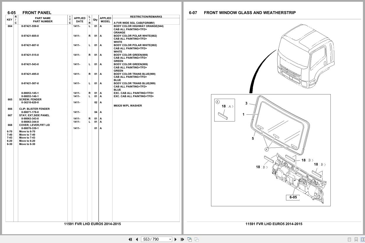 Isuzu Truck FVR LHD EURO5 2014 2015 Parts Catalog 11591 (2)