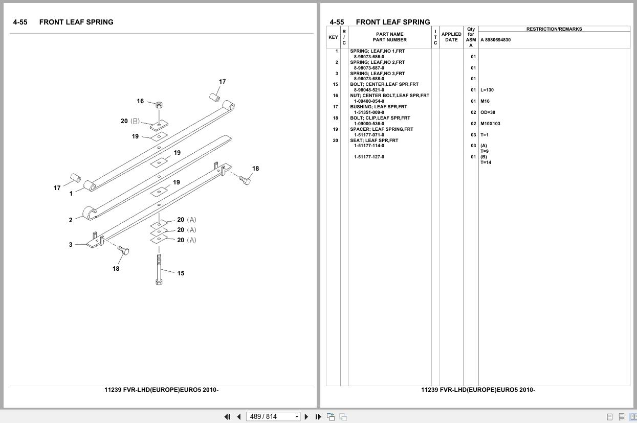 Isuzu Truck FVR LHD EUROPE EURO5 2010 Parts Catalog 11239 (2)