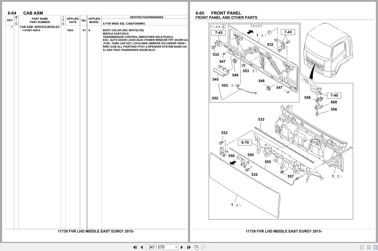Isuzu Truck FVR LHD MIDDLE EAST EURO1 2015 Parts Catalog 11739 (2)